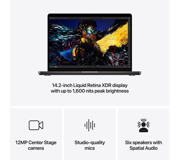 Apple MacBook Pro 14-inch : M4 Pro chip with 12-core CPU and 16‑core GPU, 24GB, 512GB SSD - Black